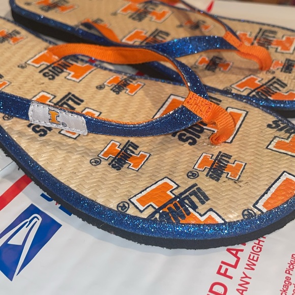 ILLINOIS FIGHTING ILLINI blue orange glitter sandal flip flops spring summer ILI - Picture 3 of 11